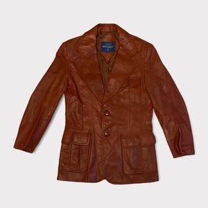 1970’s Rust Leather Jacket Rue Royale Designed by Nino Cerruti 40R